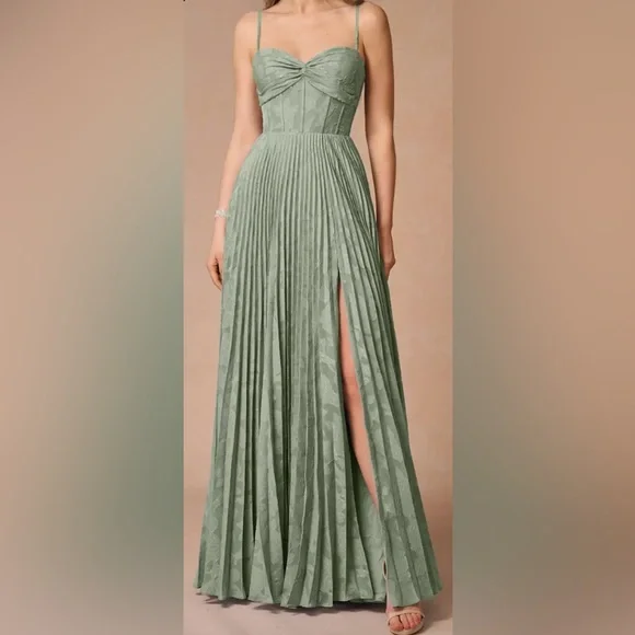 AZAZIE Akiko Pleated Maxi Formal Dress | Pistachio Green | NWT | Size 14 - Picture 7 of 10